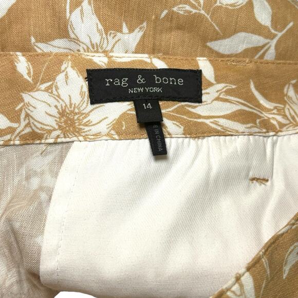 Rag & Bone Floral Ivy Printed Linen Blend Shorts Womens Size 14 Beige Pleats - Picture 5 of 7